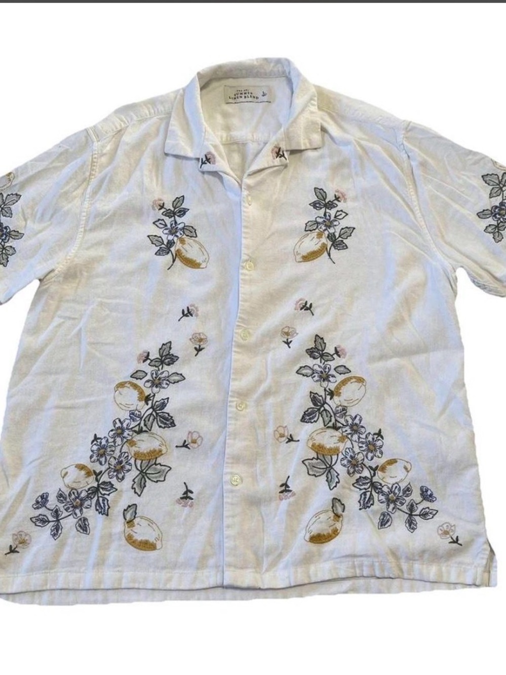 Abercrombie & Fitch Cream Linen-Blend Shirt